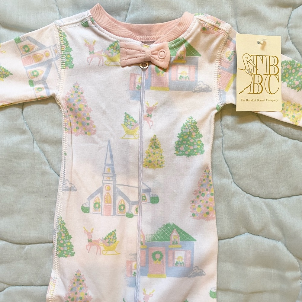 NWT Beaufort Bonnet Company Baby Girl Christmas Footie Pajama, 3-6 months